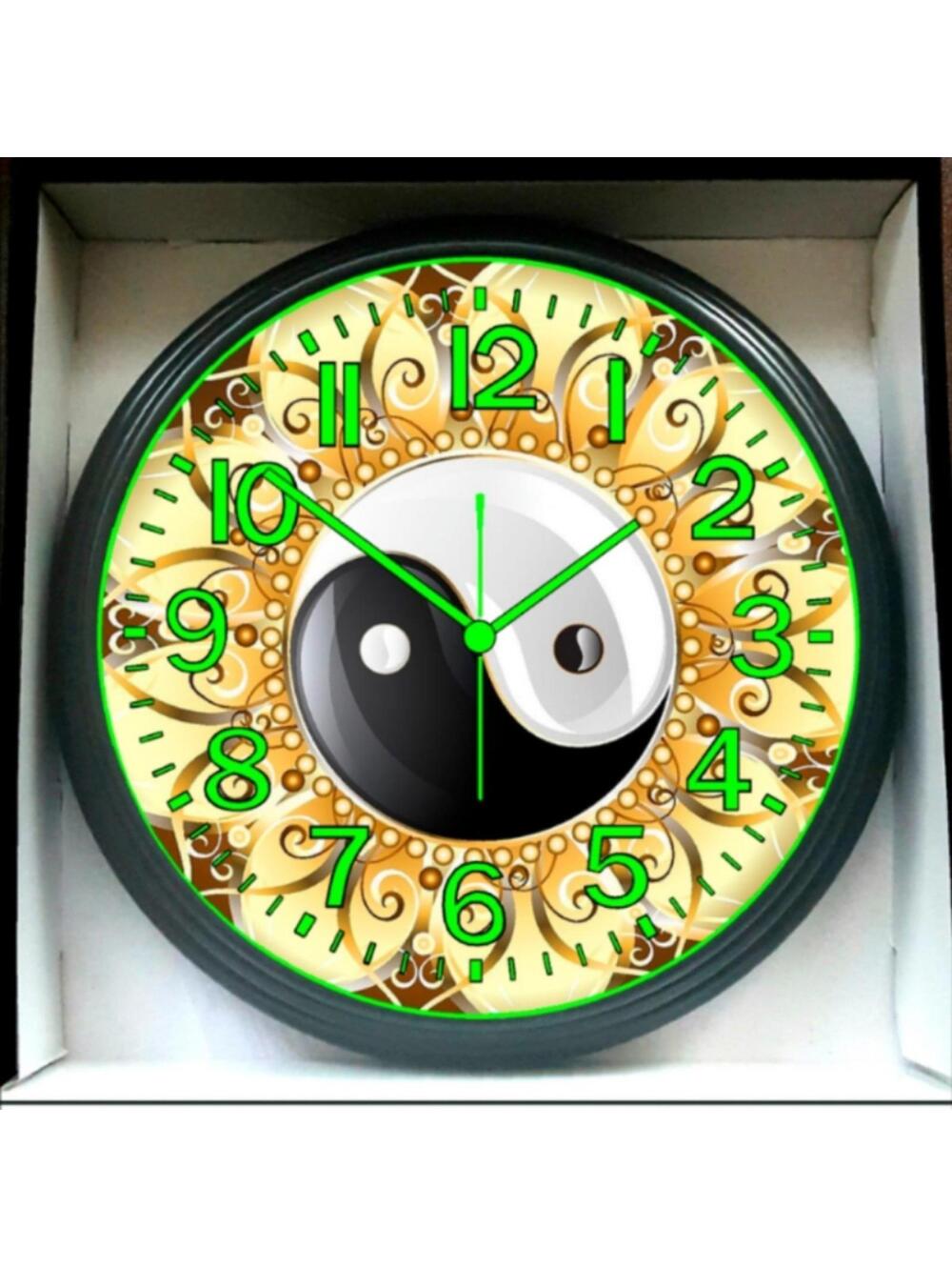 Ying Yang Music Studio Lounge Glow In The Dark Wall Clock New!